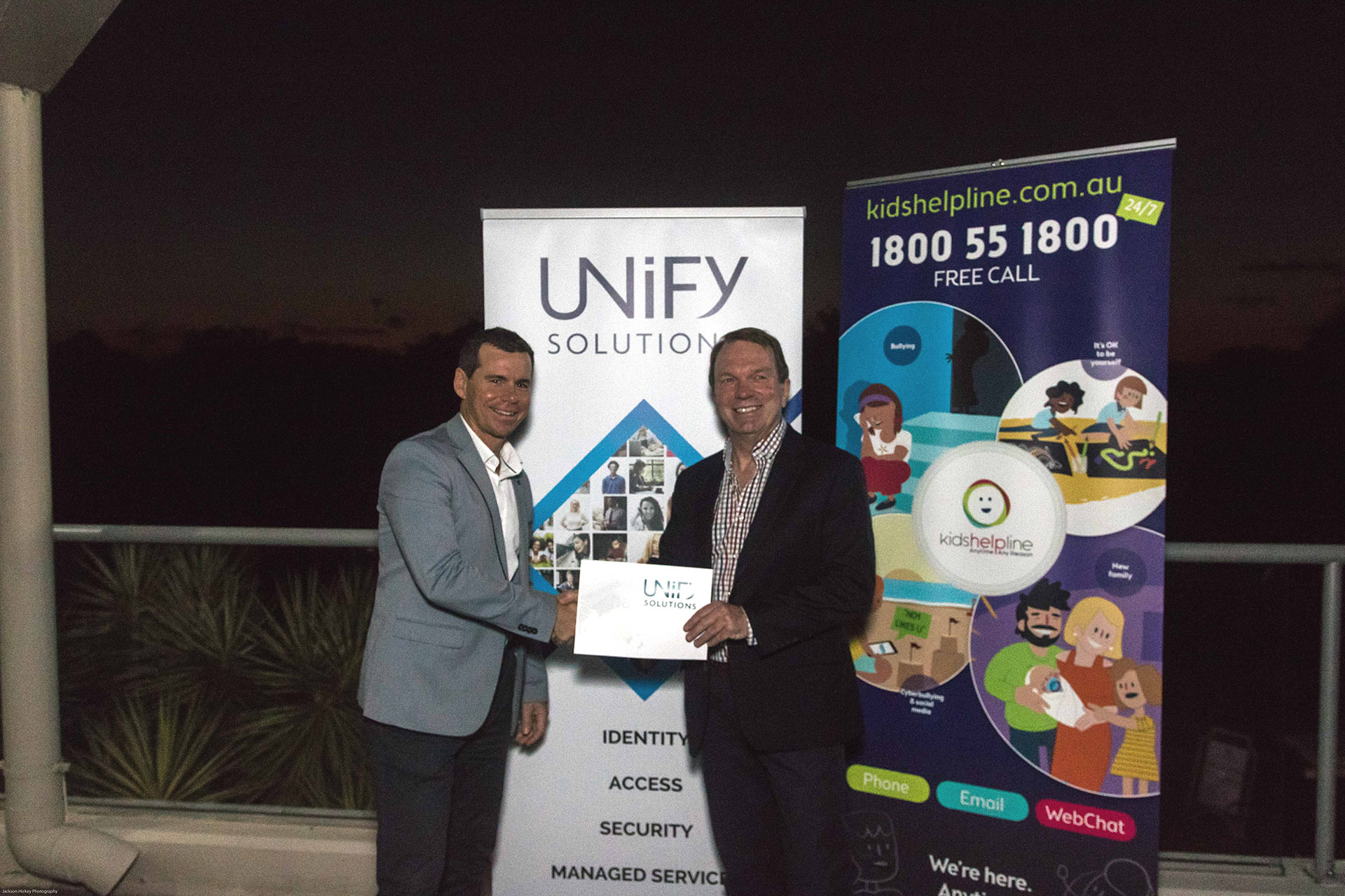Peter George (on the right) with Scott Draper, Kids Helpline Patron and former Australian Tennis Open Champion & Professional Golfer.